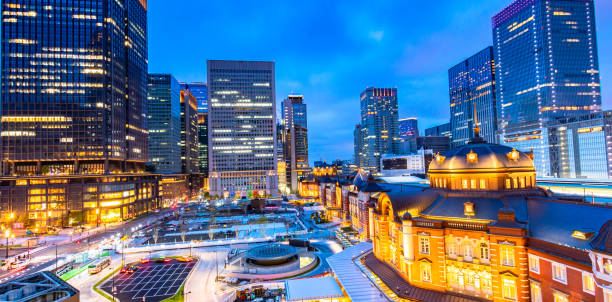 구 도쿄 역 일본에서 현대 도쿄 도시의 도시 경관 - tokyo station railroad station chiyoda ward building exterior 뉴스 사진 이미지