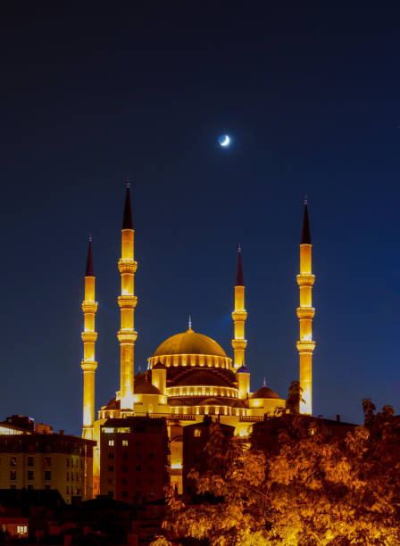 istock Kocatepe Mosque at night under crescent, Ankara, Turkey 1163541716