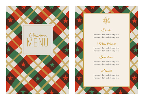 Christmas Menu Template with Stars and Stripes.