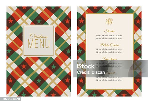 istock Christmas Menu Template with Stars and Stripes. 1163544620