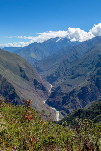 istock Landscape with green deep valley, Apurimac River canyon, Peruvian Andes mountains on Choquequirao trek in Peru 1163548341