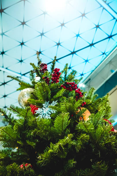 istock Decorated Christmas tree.Christmas and New Year holiday background. 1163551491