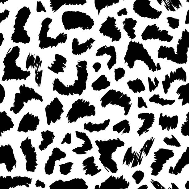 Hand drawn leopard skin seamless pattern. Monochrome black and white backdrop. Hand drawn leopard skin seamless pattern. Monochrome black and white backdrop. Abstract animal fur wallpaper. Concept trendy fabric design black and white cheetah print stock illustrations