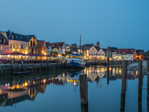 Port Husum, North Frisia at night