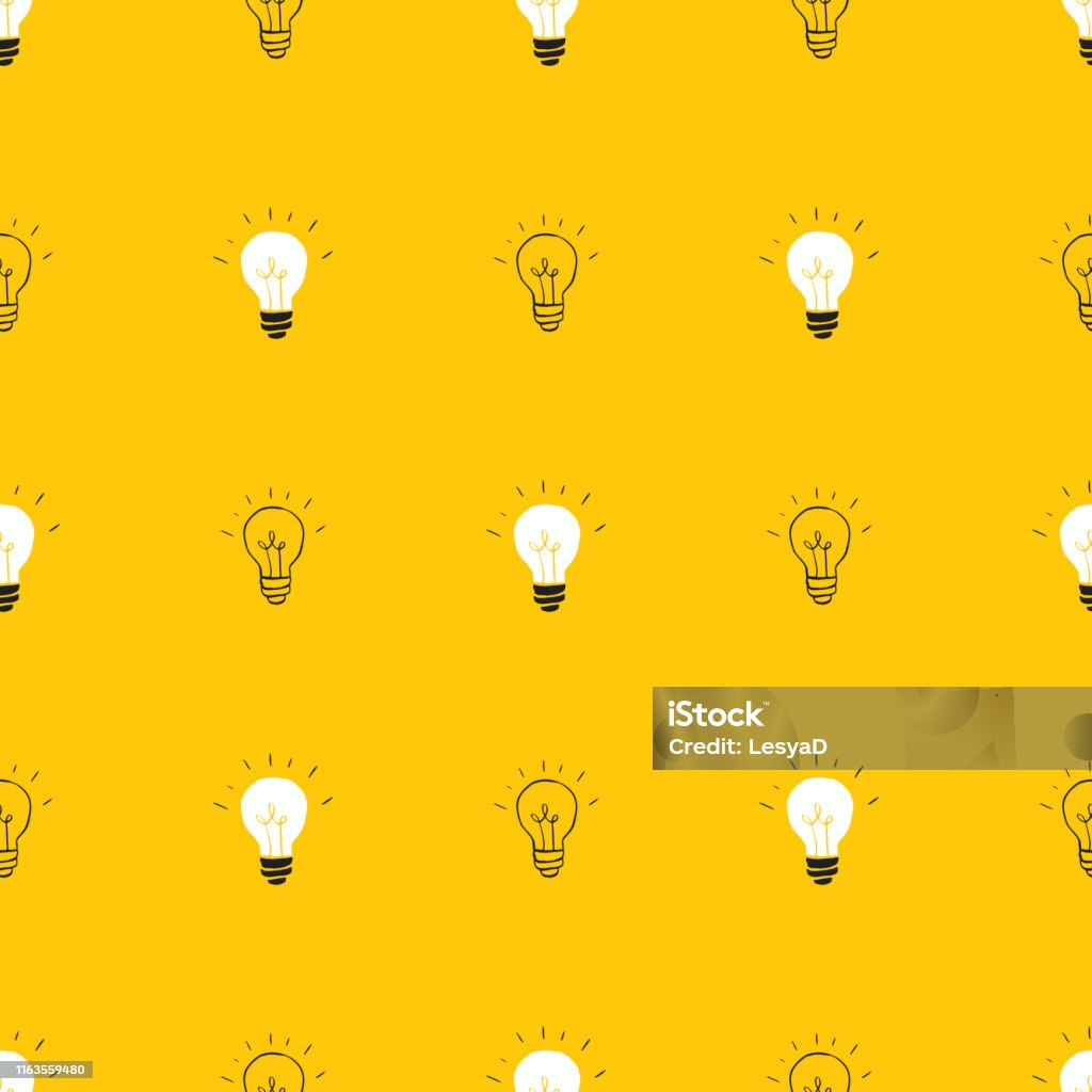 Light Bulb Seamless Pattern Hand Drawn Vector Illustration Stock ...