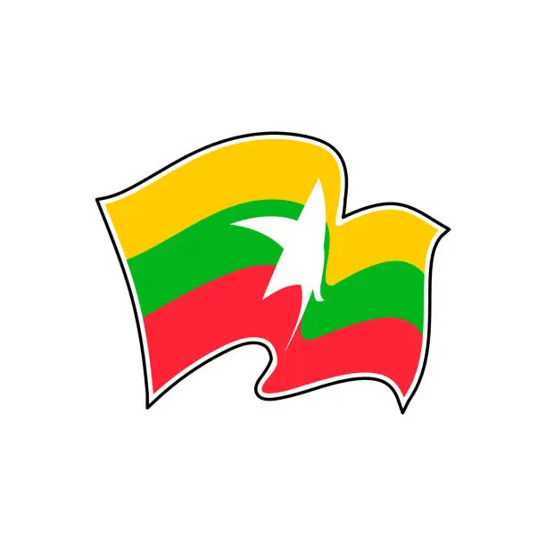 Vector illustration of Vector flag of Myanmar. Myanmar vector flag. Naypyitaw