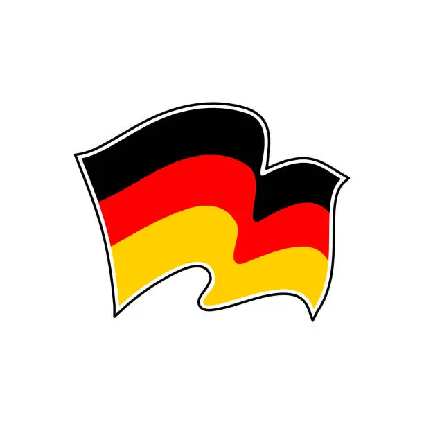 Vector illustration of The flag of German. Flagge Deutschlands. Vector illustration. German tricolour. Berlin, Munich, Hamburg, Bonn, Dusseldorf