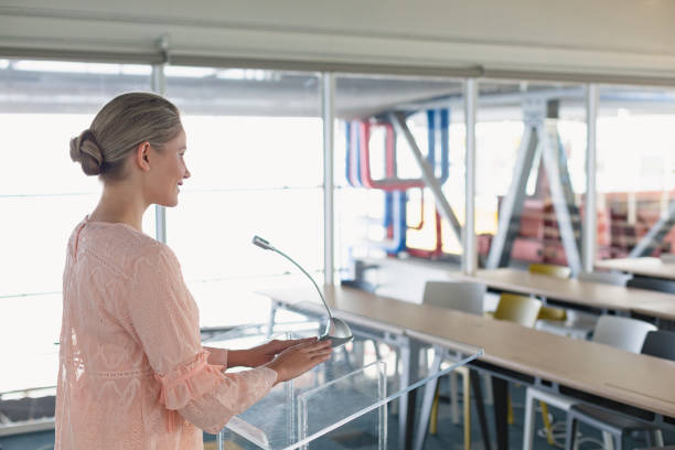 istock Female executive practicing his speech in the conference room 1163562882