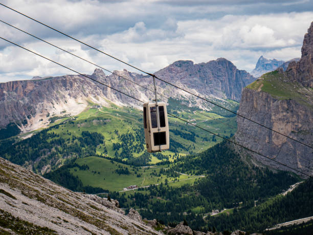 istock Cable car in the Dolomites at Sella Pass Italy 1163564706