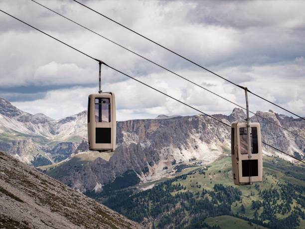 istock Cable car in the Dolomites at Sella Pass Italy 1163564707