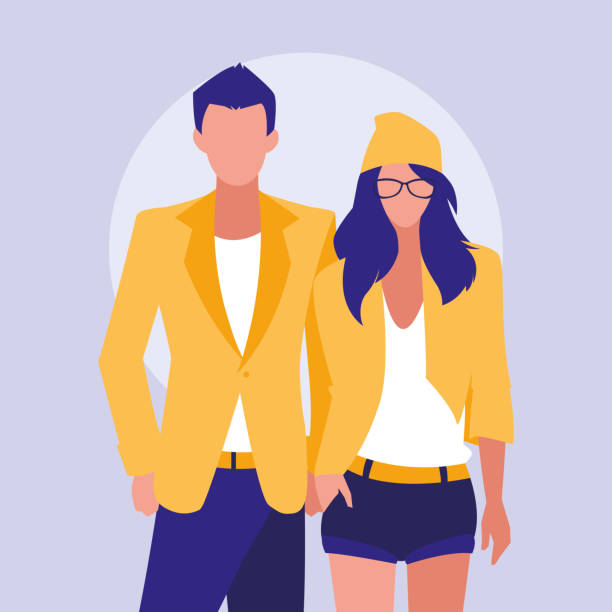 illustrazioni stock, clip art, cartoni animati e icone di tendenza di coppia modelli professionali personaggi - pair sensuality couple heterosexual couple