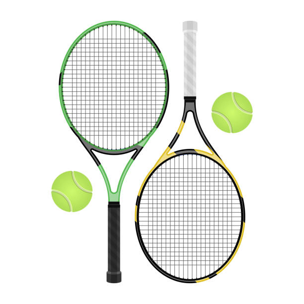 tennisschläger vektor design illustration isoliert auf weißem hintergrund - racket stock-grafiken, -clipart, -cartoons und -symbole