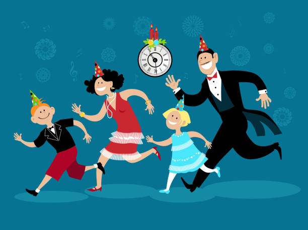 Family Having 2020 New Year Party Stock Illustration - Download Image Now - New  Year's Eve, Family, Party - Social Event - iStock