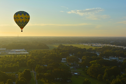 Hot Air Balloon at Dawn Rising above Zephyrhills and Wesley Chapel Florida