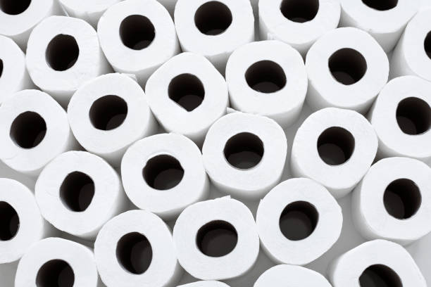 istock Rolls of toilet paper isolated on white 1163576137