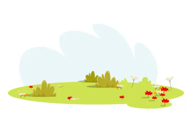 Vector illustration of Empty meadow, lawn flat vector illustration