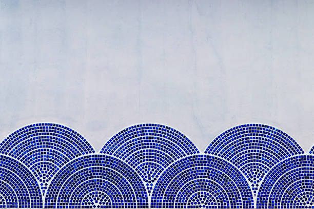 istock geometric blue wave mosaic tiles on blank concrete wall 1163578960
