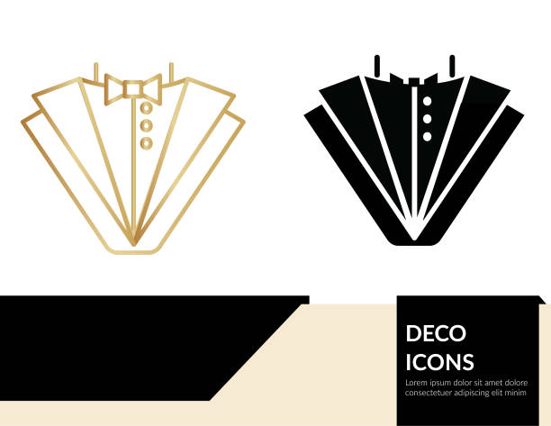 Deco Icon Banner - Tuxedo A set of icons and a banner in a deco theme. gatsby stock illustrations