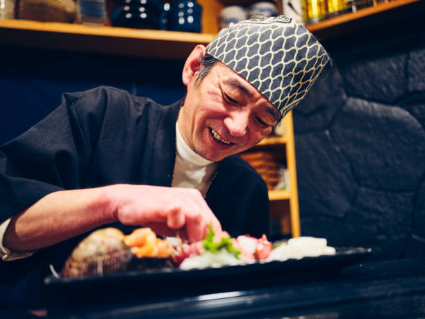 Japanese Sushi Chef in a Sushi Shop