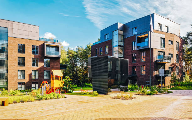 istock Modern terraced complex of apartment residential buildings 1163582836