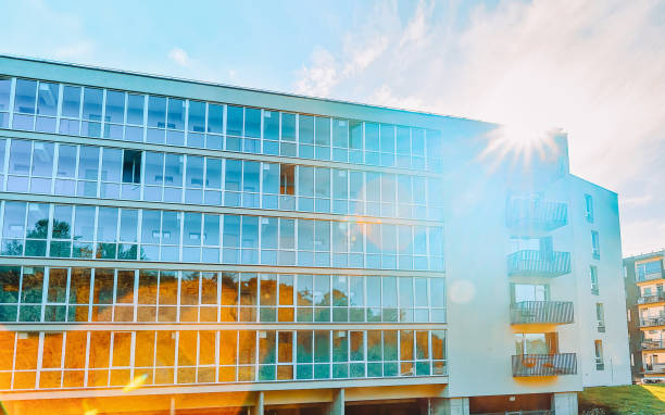 istock EU New apartment buildings with rays of light 1163587006