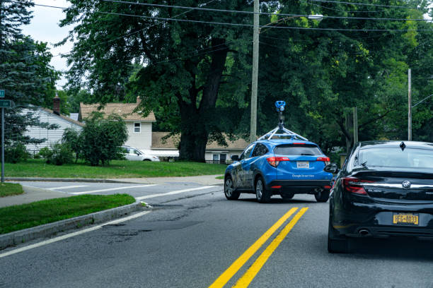 google street view veículo fotografia trabalhando em east rochester, ny - google earth - fotografias e filmes do acervo