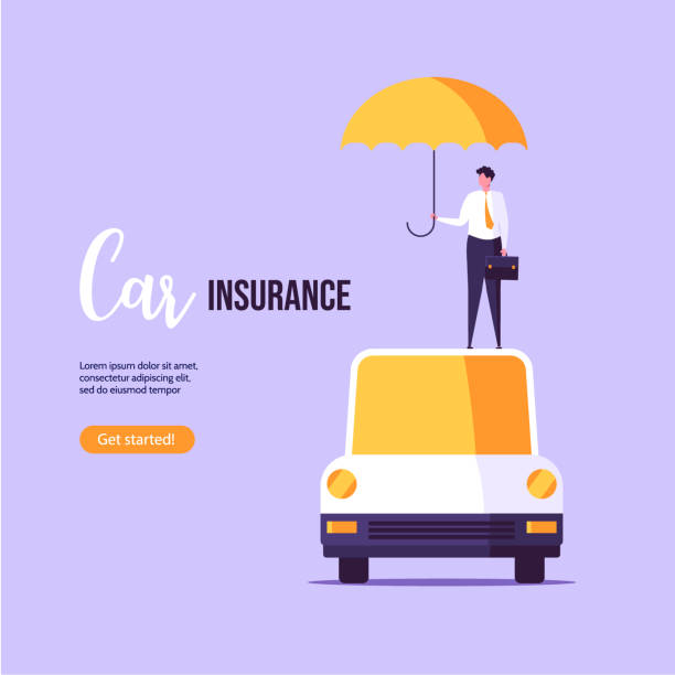 ilustrações de stock, clip art, desenhos animados e ícones de car insurance vector illustration - insurance car insurance agent auto accidents