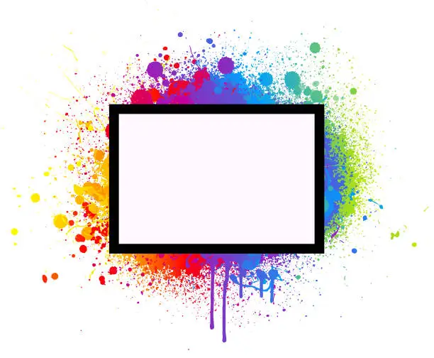 Vector illustration of Rainbow paint splash frame