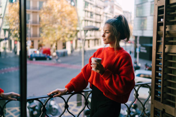 istock Relaxed woman on the terrace 1163605140