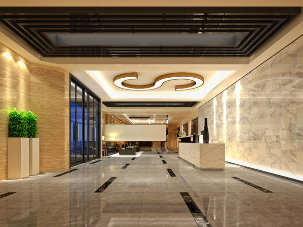 istock 3D Render of Luxury Hotel Lobby and Reception 1163607311