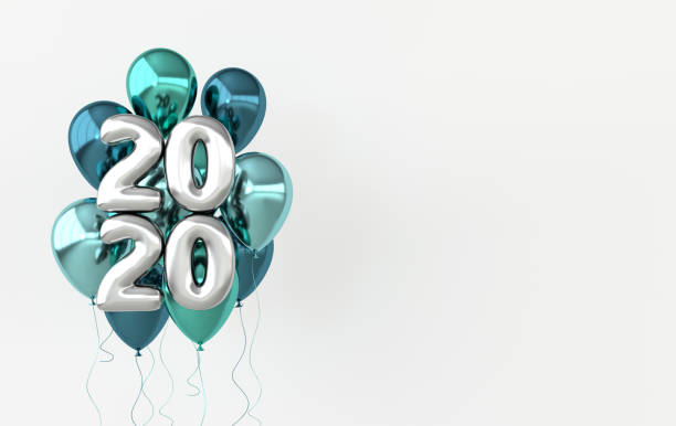 istock New year 2020 celebration background. Silver numerals 2020, floating glossy balloons. Realistic illustration for New Year's and Christmas banners. 3d render 1163610282
