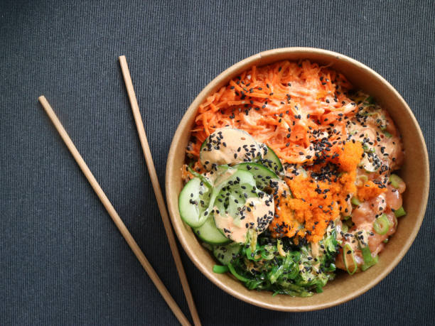 istock Poke ready to eat with chopsticks 1163613326
