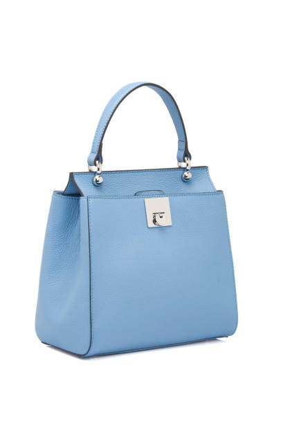 istock Blue Leather Women Bag On White Background 1163617922