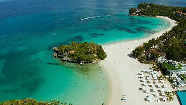istock Boracay island with white sandy beach, Philippines 1163618795