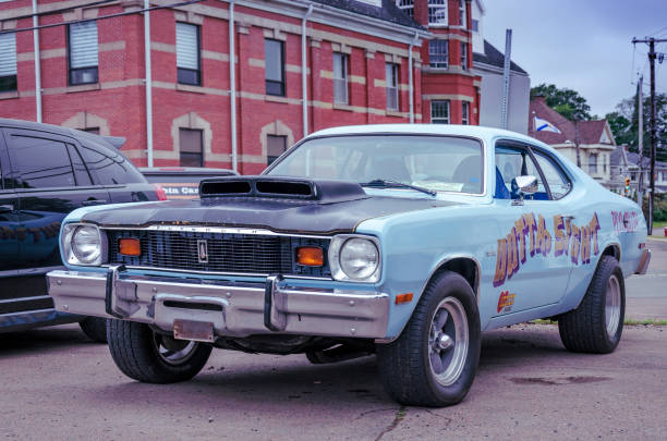 1976 plymouth duster drag race car - plymouth massachusetts fotografías e imágenes de stock