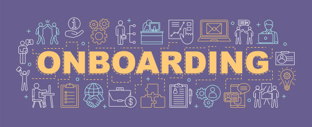 ilustrações de stock, clip art, desenhos animados e ícones de employee onboarding process banner - onboarding