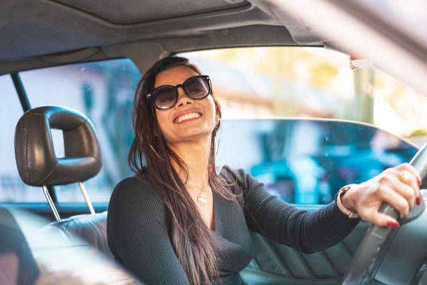 Powerful woman in traffic