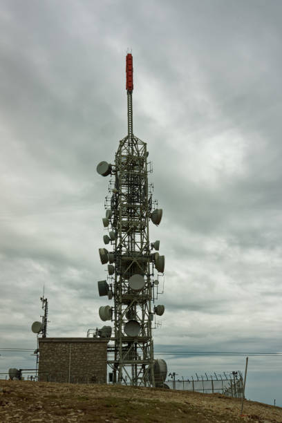 istock Industrial telecommunication tower on high mountain 1163630424