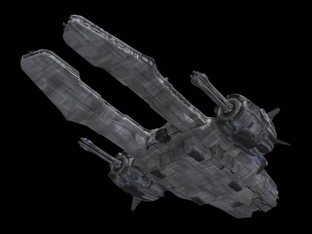 istock Spaceship isolated on a black background 3d illustration 1163634629