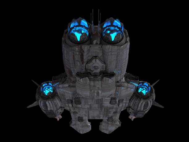 istock Spaceship isolated on a black background 3d illustration 1163635146