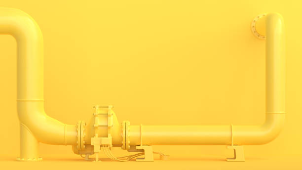 istock Yellow pipeline, minimal and energy background concept. 1163640917