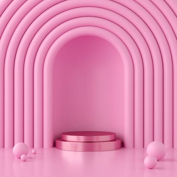 istock Abstract pink background with geometric shape podium for product. minimal concept. 3d rendering 1163640958