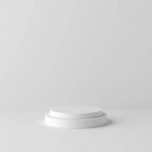 istock Abstract white background with geometric shape podium for product. minimal concept. 3d rendering 1163641012