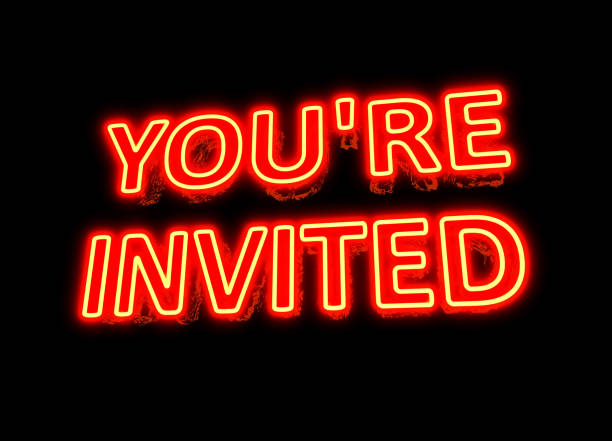 istock Neon Sign - YOU'RE INVITED - Phrase 1163641610