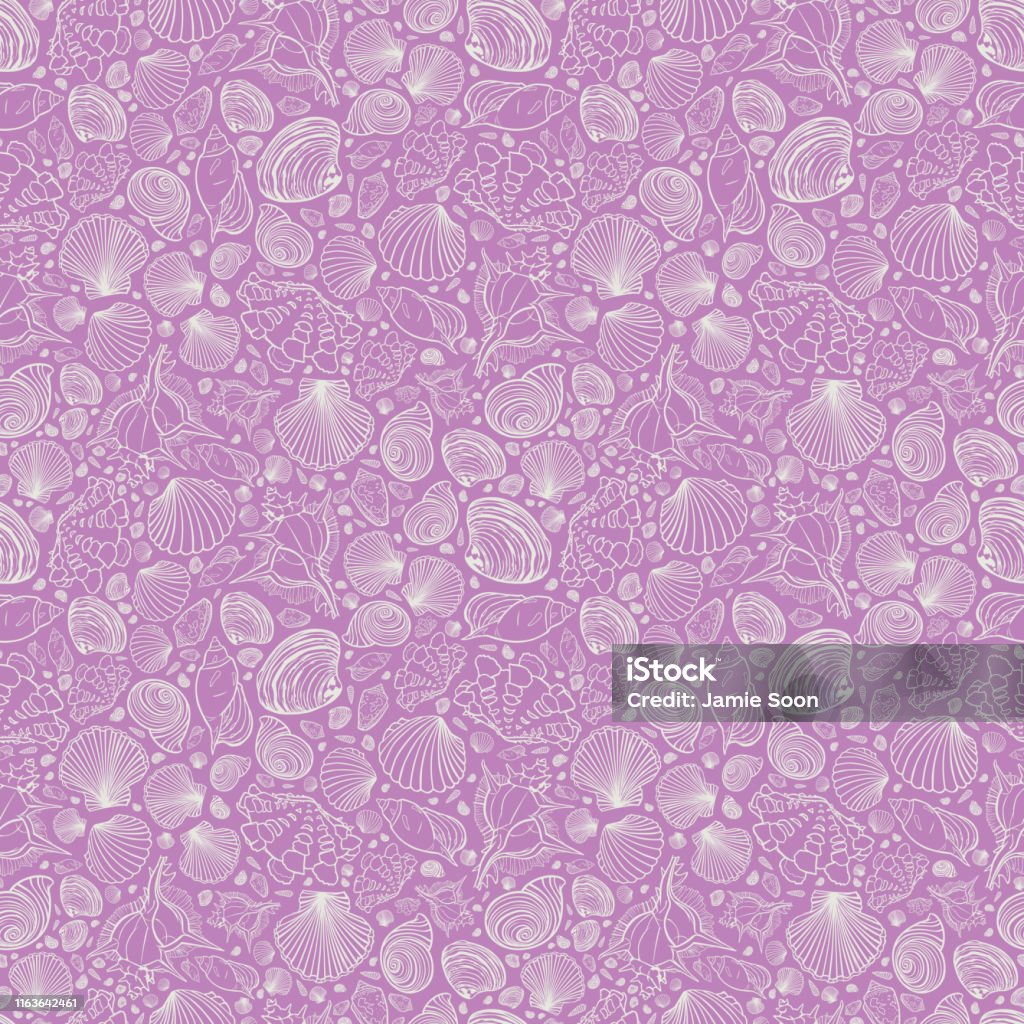 Pink Shell Patterns Vector Pink Repeat Pattern With Variety Of Tiny Seashells Perfect For ...