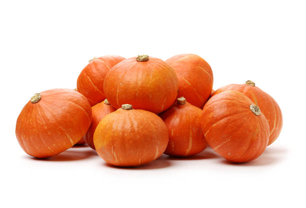 istock Orange pumpkin on white background 1163642538