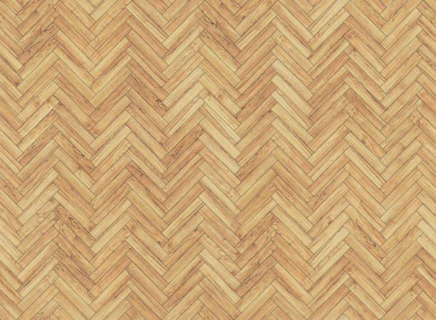 Herringbone Parquet Texture - SEAMLESS Natural Wooden Floor Background herringbone stock pictures, royalty-free photos & images