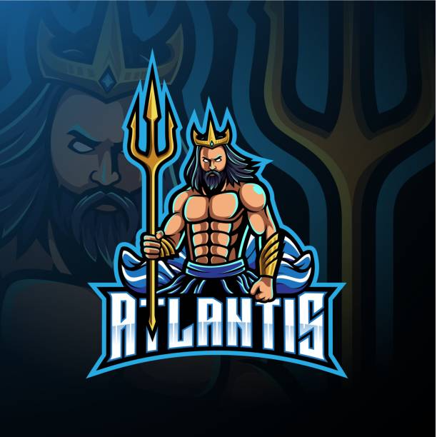 Poseidon mascot logo design with trident weapon Illustration of Poseidon mascot logo design with trident weapon triton greek god stock illustrations
