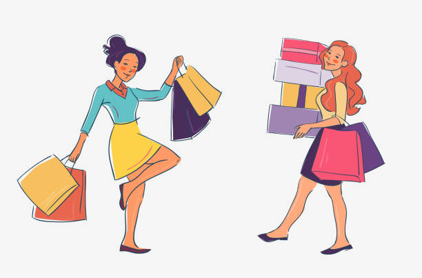 istock Smiling girls with shopping bags 1163648660