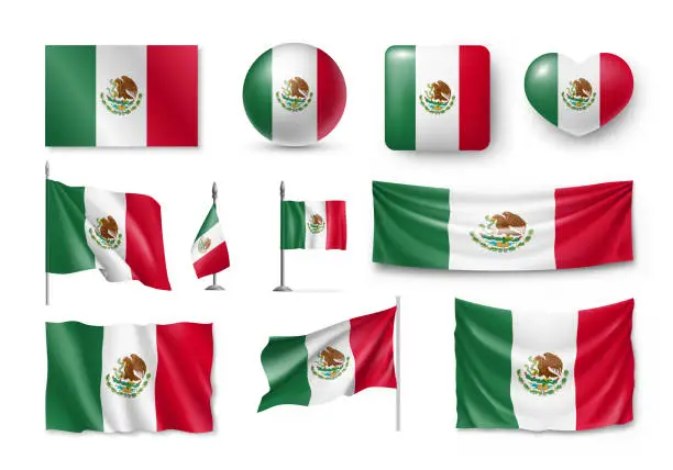 Vector illustration of Various flags of Mexico country